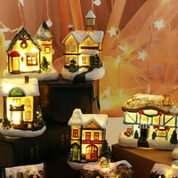 Light Up Božićno selo Kuća užarene snježne kolekcionarske zgrade Minijaturni Xmas TABLETOP Ornament
