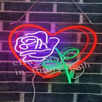Queen Sense 14 Rose cvijet Love Heart Neon potpisao sa akrilnim man pećin ručno rađena neonska svjetlost