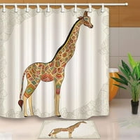 Afrika Animal Decor Hand Draff In u Boho Style Tuš za tuširanje s podnim prostirkama kupaonice 15,7x