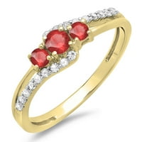 DazzlingRock kolekcija 10k okrugli rubin i bijeli dijamantni kameni bridalni angažman za brisanje, žuto