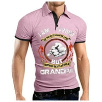 Muška majica Ljeto Muška boja Blokiranje kratkih rukava Modna rever Polo majica Top Pink M