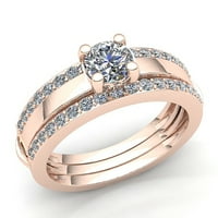 Originalna 1.5ctw okruglica Diamond Dame Dame Bridal Solitaire Angažman prsten od punog 10k ruža, bijela