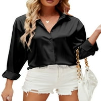 Voguele Dame vrhovi bluza za bluzu za vrat majice s majica Tunika plaže Osnovni bijeli s