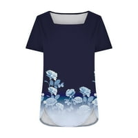 Miluxas Fashion Women Ljeto Kratki rukav Square Pulover pulone pune boje casual bluza vrhova Clearence
