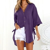 Ženska ljetna majica labav ovratnik cvjetni tipka tuničana tipka Tund Ladies Beach Boho bluza Streetwear