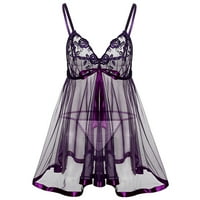 Wofedyo Fashion Čipka Pajamas Seductive Suspender Nightrdress pidžama za žene Purple 5xl