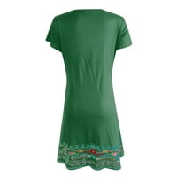 Ženske haljine ispisane V-izrez A-line Dužina koljena Ležerne s kratkim rukavima Ljetna haljina zelena