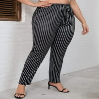 Ženske hlače plus veličine sa kaiš elastičnim visokim strukom casual pantalone sa džepovima hlače za