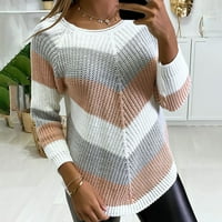 Ružni božićni džemper ženske pletene džempere jesen trendi blok boja labavi žene džemper okrugli izrez