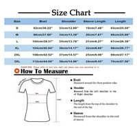Plus veličine T majice za žene sa tiskanjem labavih bluza okrugli izrez Fit FIT kratki rukav modni tunički
