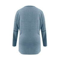 Hanzidakd Ženski džemperi Pulover Jesen i zimski rukav V-izrez Poliester Plus size Solid pulover Dukseteri