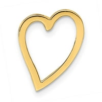 Carat u karatsu 14k žuto zlato polirano srčani lančani šarm sa 14k žutom zlatnom laganom užad ogrlicu