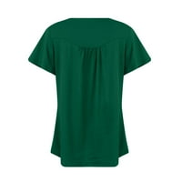 Ženske košulje Ženska moda Casual Okrugli ruff Dugme Majica kratkih rukava Top Dark Green XL