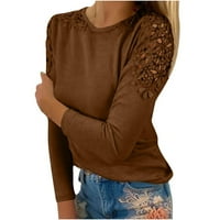 Torsi za žene, majice s dugim rukavima Ženske vintage bluze Žene čipke Šuplje vrhovi Fall Hladne ramena