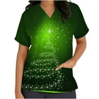 Rollback Majice za žene V-izrez Tee majica kratki rukav Božićni grafički grafički tinejdžerke, modna