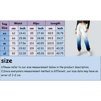 Hlače za žene za patchwork tiskanje visokog struka Jogger džepni znoj Comfy vježba Ležerne prilike hlače