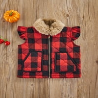 Qiylii Toddler Djevojke Djevojke Dječaci Zimska topla prsluka Buffalo Plaid Božićna jakna kaput