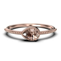 1. Karatni kruški rez morgarite i dijamantski moissan klasični zaručnički prsten, moderni vjenčani prsten