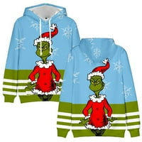 Dječji džemper s božićnim grinčm gornjih zelenih kose Grinch 3D duksevi ugodno dukserica s dugim rukavima