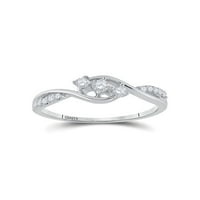 10kt bijelo zlato Ženo okruglo Diamond 3-kamen Obećaj prsten CTTW