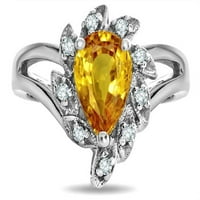 Star K Pear Oblik originalni citrinski halo Split Shank prsten u KT Rose Gold Veličina 4. Ženska odrasla