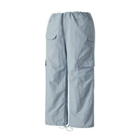 Žene Solid Colore labave pantalone modne ležerne veze sa niskim dugim hlačama sa džepovima