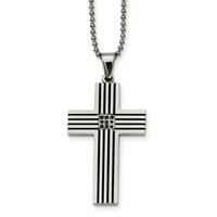 Nehrđajući čelik Black Pleted Carat Diamond Striped Cross Religious Privjesak na ogrlicu od kuglice