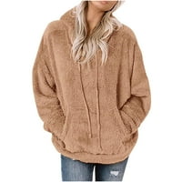 Brglopf Ženska zimska s kapuljačom s kapuljačom dugih rukava pulover Pulover Puno boje topli kaputinjski