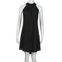 Crne haljine za žene Čvrsto boje bez rukava bez rukava Okrugli izrez Loop Fit Trendy Holiday Casual