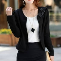 IOPQO Womenska jakna odijela dugačka aplicajskog odijela Mali rukavac kardigan grudi dvostruko žene