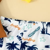 Karuedoo Little Boys Ljeto odjeće Pismo Ispis kratkih rukava Majica Coconut Trets Storks Plaža Set odjeće