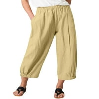 Žene elastične kaprione hlače sa džepovima