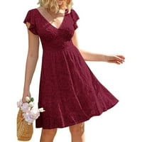 Osobularna boja V vrat Dress jednostavne i izvrsne dizajnerske haljine za žene
