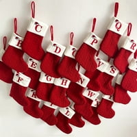 Pismo vezene božićne čarape, vezene božićne čarape pletene božićne ukrase Čarape, bijeli pleteni mini