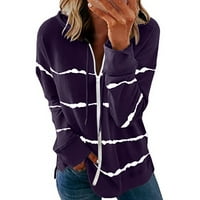 Cuhas Womens Modne bluze Košulje Jesen Zimski hoodie Striped puni lagani znoj jakne kaput dugih rukava