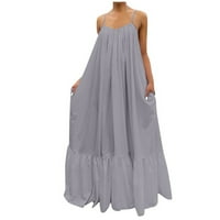 Ljetne haljine za žene plus veličine bez rukava s rukavima okrugla izrez Maxi Backless Loop Fit Y2K