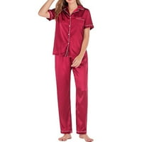 Ženska muška casual pidžama bluza s dugim rukavima svilena satena dva odijela pant pijama za spavanje