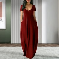 Ženska haljina u obliku velike veličine duboka v kratka rukava dugačka suknja