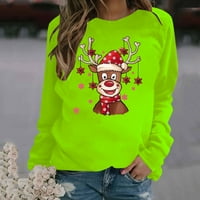 Ersazi Cardigan ženska modna božićna štamparke pulover dugih rukava casual top na klirensu zelena pamučna