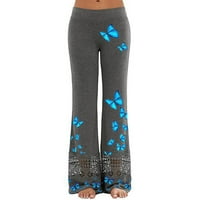 Yoga čipke žene šuplje sportske hlače, casual široke hlače za noge ispise hlače labave joge hlače za