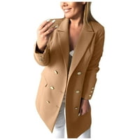 Ženska jakna od tankog kaputa od tanke kaputa Dame Slim dugačak preko rub kaput Khaki XL