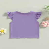 Toddler Baby Girl Basic Solid Pamuk ruffle rukave majica Crewneck Tee majica Bluza na vrhu Ležerne ljetne