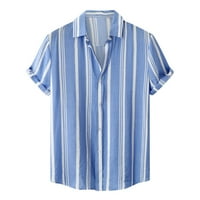 Striped gumb dolje majice za muškarce Regularne fit casual ljetne kratke rukave Havajske košulje Trendy