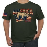 Američki ponos patriotski bear est. 'Američki rukav zastava Američki ponos muški čaj, šumska zelena,