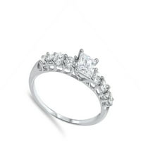 Vjenčani prsten za kvadrat vašeg boja CZ. Sterling Silver Band nakit ženske veličine 5
