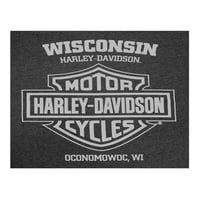 Harley-Davidson muška košulja za vrat s dugim rukavima - Heather Black, Harley Davidson