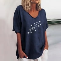 Žene modne ležerne ljetne vrhove tiskane majice kratkih rukava okrugli vrat pulover T majice mornarice