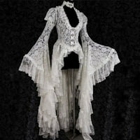 Ženski repni kaput haljina s čipkaste haljine Duboko sacrub Drv dugih rukava Vintage Retro Flare Bell