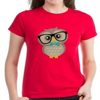 Cafepress - Slatka majica HIPSTER OWL - Ženska tamna majica