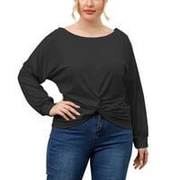 Plus size Solid Color Majica Ženska casual crewneck s dugim rukavima, bluza s dugim rukavima